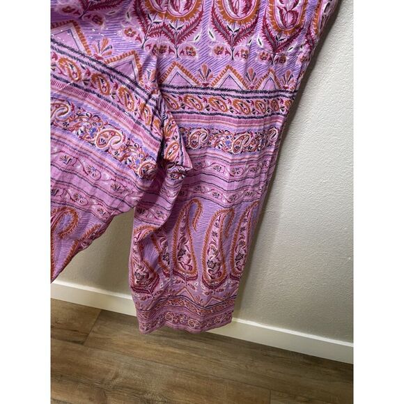 J. Crew Point Sur Size 14 Jumpsuit Romper Wide Leg Crop Pink Paisley Cotton - Picture 7 of 16